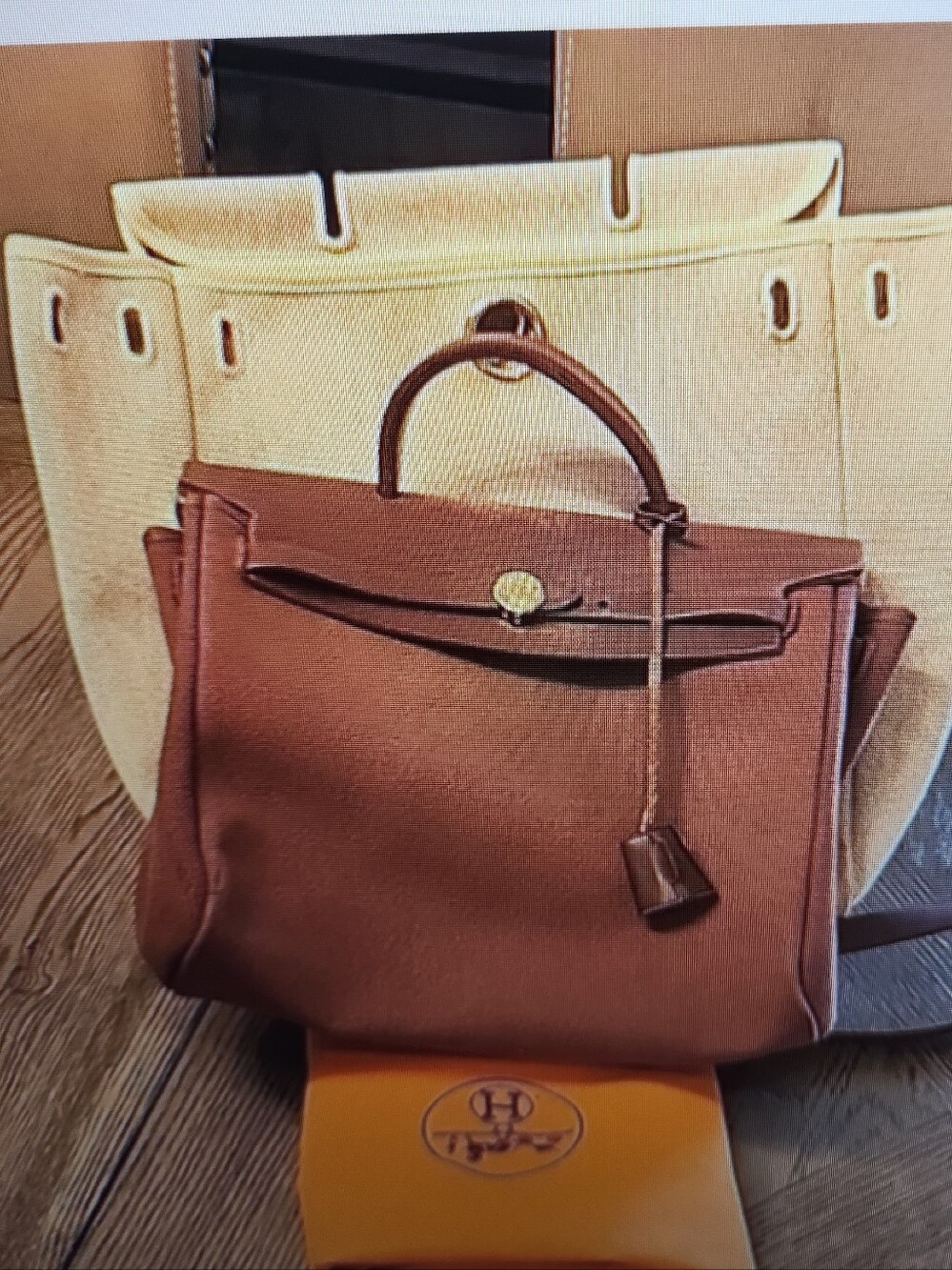 Hermes Herbag Backpack 2 Bags In 1 Brown Canvas And Leather Backpack/Handbag